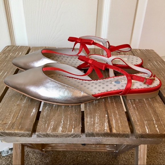 Boden Isabel Bow Pointed T Strap Flat - Picture 3 of 8